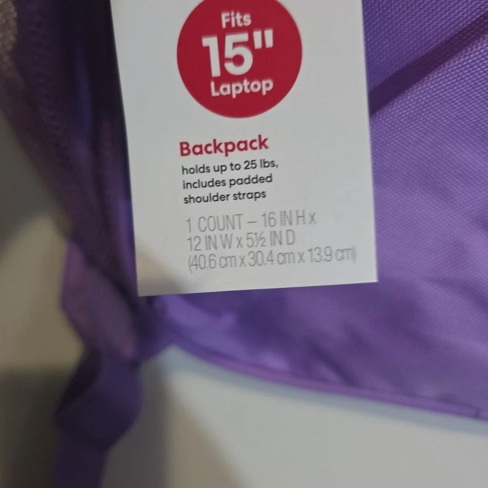 Back To School Set‎ Purple Backpack Smiley Lunchbox And Ice packs New